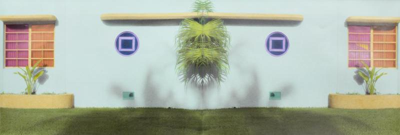 Monstera Palm and Portholes, Miami Beach (diptych)