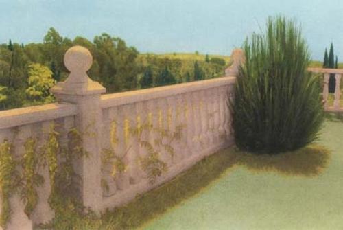 View with Pink Stone Fence, Spain
