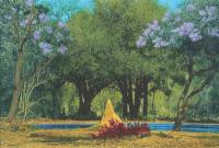 Termite Mound with Lagoon, Africa